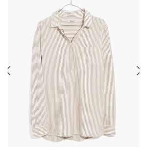 Madewell Flannel Classic Ex-Boyfriend Button-Back Shirt in Stripe
